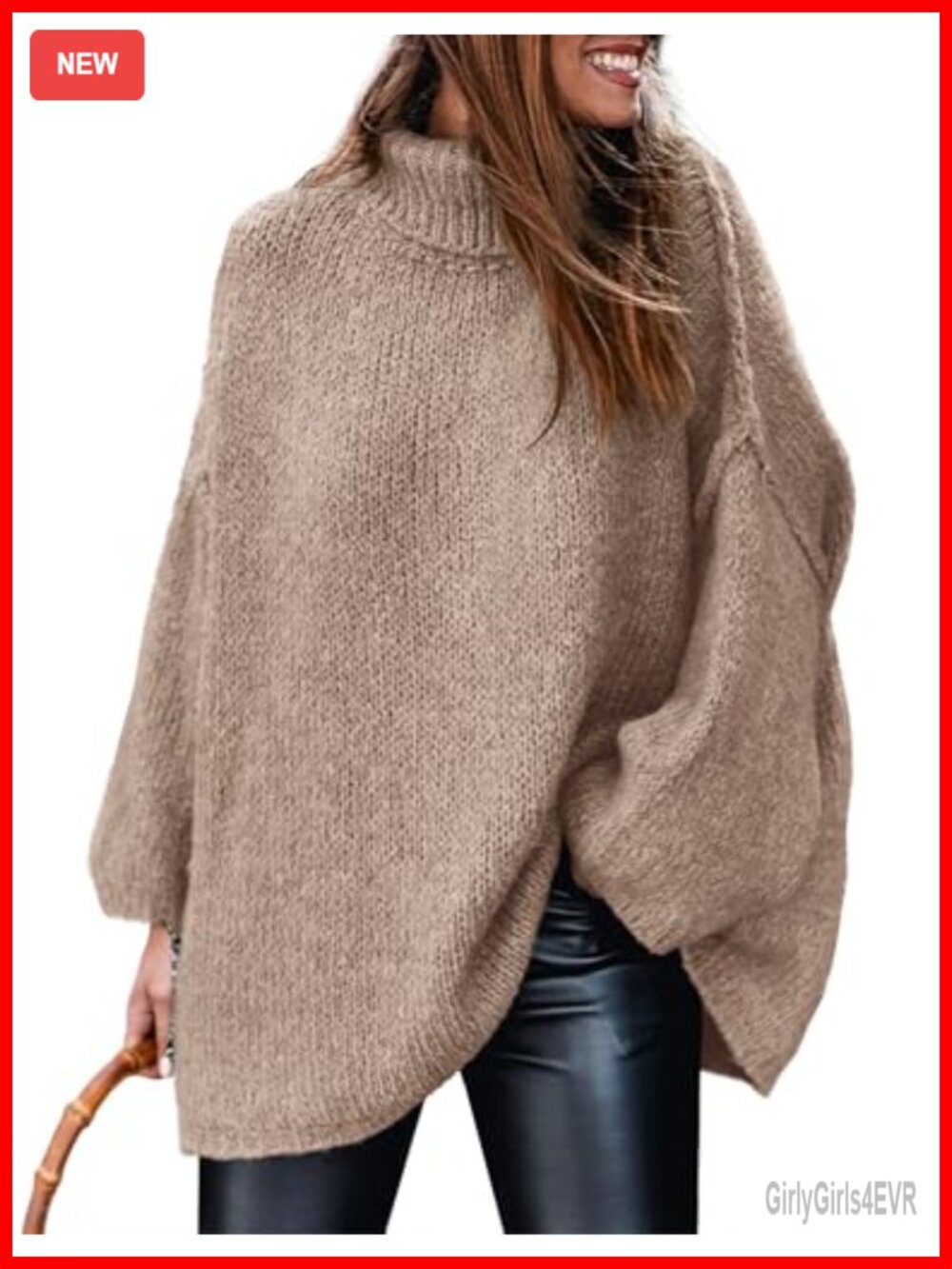 Chunky Knit Turtleneck Pullover Sweater Women Oversized Long Sleeve